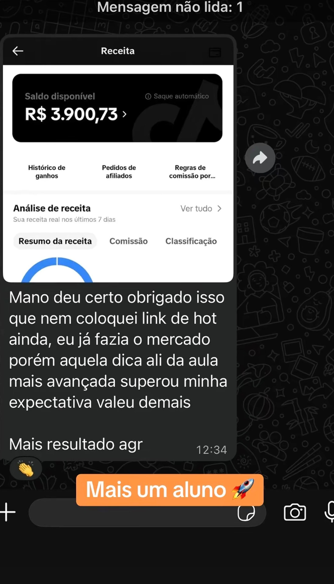Painel de faturamento de aluno da FGC Academy
